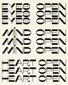 four different type of typograms with the words open and closed in black