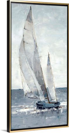 a painting of a sailboat in the ocean