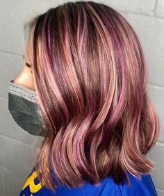 Purple Highlights For Brown Hair, Blonde And Purple Highlights, Hairstyles With Purple Highlights, Hairstyles With Purple, Blonde And Purple, Dark Purple Highlights, Purple Blonde Hair, Lavender Highlights