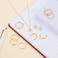 Embrace subtle elegance with our dainty gold accessories.✨ #MyLovisa Back To School Accessories, Sparkle Ball, Emerald Necklace Pendant, Rectangle Necklace, Sleeper Earrings, Bar Pendant Necklace, Head Chain, Fake Piercing, Thread Earrings