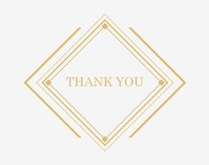 a thank card with the words thank you in gold and white, on a light gray background