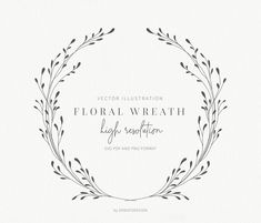 the floral wreath logo is shown in black and white, with an elegant frame around it