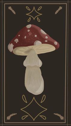 a painting of a mushroom on a black background