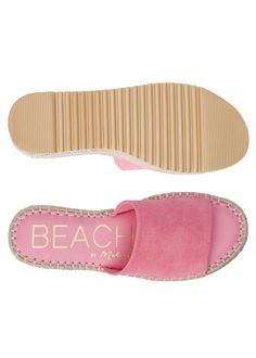 Fun summer pink sandal! Easy to walk in, very comfortable padded footbed True to size 2" espadrille platform **color looks darker or lighter based on lighting Pink Sandals With Textured Footbed For Beach, Trendy Open Toe Espadrilles With Cushioned Footbed, Pink Textured Footbed Sandals For Summer, Trendy Espadrille Sandals With Cushioned Footbed, Pink Sandals With Textured Footbed For Spring, Summer Beach Footbed Platform Sandals, Summer Platform Footbed Sandals For Beach, Summer Platform Slides For Beach, Trendy Pink Sandals With Textured Footbed