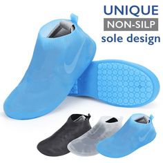 What Makes ComfiTime Waterproof Shoe Covers Unique?  High Strength TPE Rubber Material: Wear and tear resistant  Anti-slip Outsole Design: Offer excellent traction for your safety and protection  Strengthened Sole: Prevent holes caused by abrasion  Real Shoe Shaped Design: Create a snug fit for your shoes Product Specifications:  Color: Translucent (Blue)  Material: TPE rubber  Design: One Piece What is Included in The Package?  Waterproof Shoe Covers (1x)  Instruction Manual (1x) Size Chart  S: Medical Safety, Outsole Design, Occupational Health And Safety, Slip And Fall, Waterproof Shoes, Shoe Covers, Rain Cover, Instruction Manual, Rubber Material