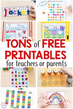 tons of free printables for teachers or parents