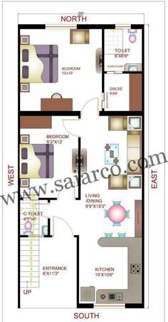 the floor plan for an apartment with two bedroom and living room in one area, which is