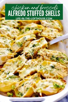 a casserole dish with cheese and broccoli in it, on a blue cloth