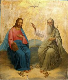 an old painting of jesus and his father