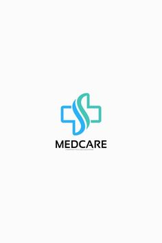 the logo for med care, which is designed to look like a cross and has blue letters