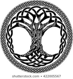 the celtic tree of life symbol in black and white