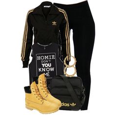 Homie Don't You Know Me, created by cheerstostyle on Polyvore Outfits To Wear With Timberlands Women, Outfits To Wear With Timberlands, Quoi Porter, Outfits To Wear, Dope Fashion