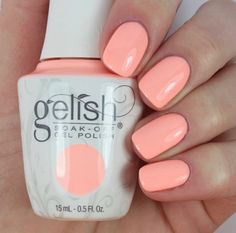 Mani Pedi At Home, Gel Mani Pedi, Pedi At Home, Gellish Nails, Gelish Nail Colours, Peach Nails, Gel Mani, Gelish Nails, Nails Polish