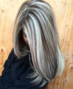 Salt and pepper gray hair. Grey hair. Silver hair. White hair. Granny hair don't care. No dye. Dye free. Natural highlights. Aging and going gray gracefully. Warm Light Brown Hair, Long Grey Hair, Highlights Silver, Human Hair Pieces, Balayage Blonde, Silver Blonde