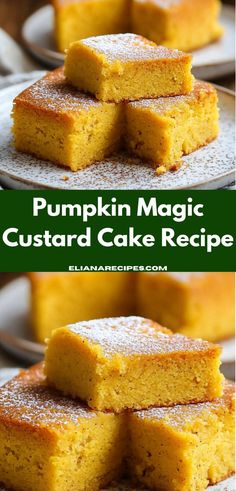 pumpkin magic custard cake recipe on a plate