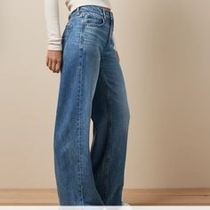 A High Rise & Wide Leg For A Cool, Slouchy Fit. Dreamy, Drapey Denim With No Stretch Soft, Lightweight Denim Medium Wash Style: 0437-4226 | Color: 857 Materials & Care 60% Cotton, 40% Lyocell Nwt In Packaging Quick Shipping Bundle And Save Style Language, Good American Jeans, Jeans Outfit Women, American Jeans, Jeans American Eagle, Outfit Women, Jeans Outfit, American Eagle Outfitters Jeans, Jean Outfits