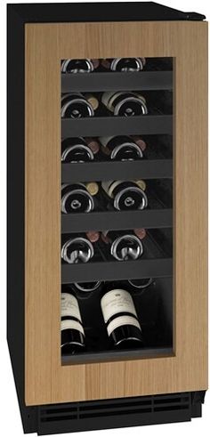 a wine cooler with many bottles in it