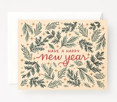 a card with the words have a happy new year written on it