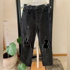 Brand New Free People Black Jeans Distressed Size 30 Black Distressed Jeans, Free People Jeans, Jeans Distressed, Distressed Black Jeans, Free People Black, Jeans Color, Distressed Jeans, Black Jeans, Free People