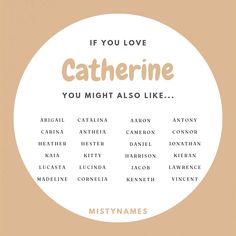 a white circle with the words if you love catherine, you might also like