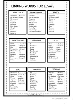 the worksheet for linking words to each other in an interactive text book,