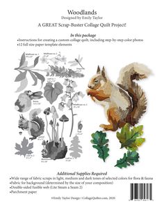 the book cover for woodland animals, featuring an image of a squirrel and other plants