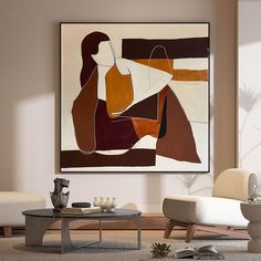 Beautiful Abstract Woman Wall Art Mid Century Wall Art Painting Abstract Human Face Palette Canvas Art Faceless Portrait Painting, Minimalist People, Faceless Portrait, Mid Century Wall Art, Palette Art, Oil Painting Texture, Acrylic Painting Tutorials, Portrait Wall, Minimalist Painting