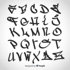 the alphabet is drawn with black ink