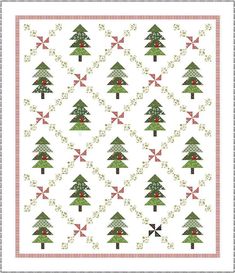 a quilted christmas tree pattern on a white background