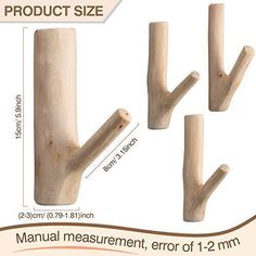 three wooden brackets are shown with measurements for each one, and the other is in full view