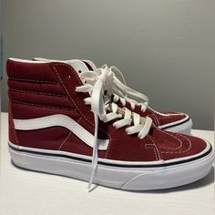 Women's Size 6 Men’s Size 4.5 Nwot Burgundy Color Unisex Vans High Tops Aesthetic, Vans Red Shoes, All Black Vans, Tennis Vans, Vans Aesthetic, Burgundy Vans, Vans High Tops, Vans Chukka Low, Maroon Vans