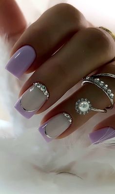 Party Nails Designs Classy, French Nails With Diamonds, Manicure Nail Designs, Her Nails, Short Acrylic Nails Designs, Nail Designs Glitter, Bridal Nails, Elegant Nails