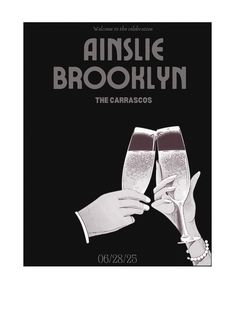 an advertisement with two hands holding champagne glasses in front of the caption, annie brooklyn