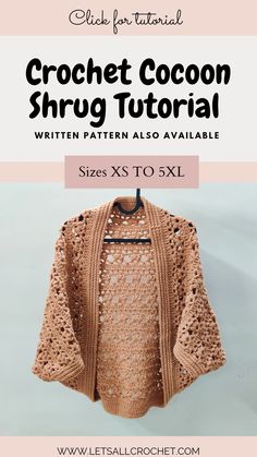 Crochet Pumpkin Pie Cocoon Shrug | Easy Beginner Cocoon Cardigan Tutorial Sizes XS to 5XL for Women Cocoon Shrug Crochet Pattern, Crocheted Shrugs Free Patterns Easy, Fast Crochet Cardigan, Crochet Cocoon Cardigan Pattern Free, Crochet Shrug Pattern Free Easy, Cocoon Cardigan Crochet, Crochet Cocoon Pattern Free