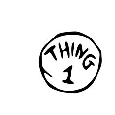 a black and white drawing of the word thing 1