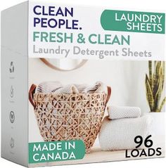 a box of clean people laundry and cleaning sheets with the words, made in canada