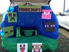 the back end of a car decorated with minecraft decorations