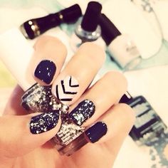 nails Nye Nails, Blue Glitter Nails, Navy Blue Nails, Get Nails, I Love Nails