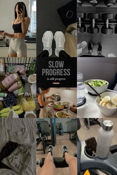 a collage of photos with food and drinks