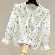 Faster shipping. Better service Three Quarter Sleeve Tops, Half Sleeve Blouse, Chiffon Floral, Print Bodysuit, Loose Blouse