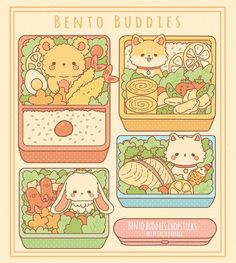 an illustration of bento buddies in their lunch boxes