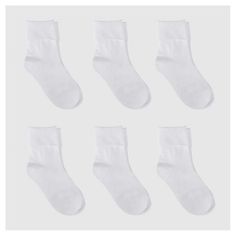 Girls' Casual Socks 6pk - Cat & Jack™ White 3-10 : Target White Ankle Socks, Bobby Socks, Oc Reference, Socks Packaging, Reference Board, Footless Tights, Dance Tights, Cat Socks, Kids Pattern