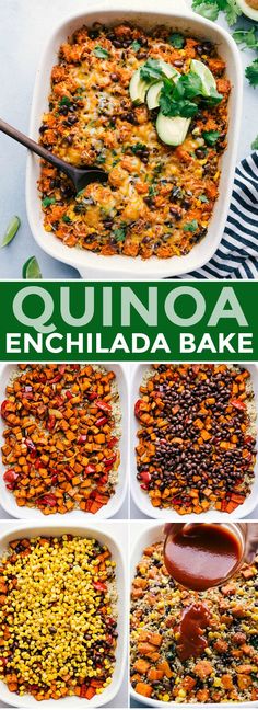 the steps to make quinoa enchilada bake are shown here