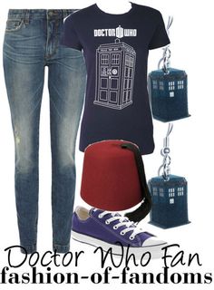 the doctor who fan fashion - of - fandoms is wearing blue jeans and converse sneakers