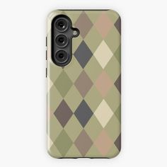 a phone case with an argyle pattern on it