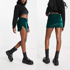 A True Must-Have Mini, This Skirt Adds The Perfect Touch Of Texture To Any Look. Textured Velvet Fabrication, Curved Hemline With Vent Detail, Invisible Zip Closure Just As Effortless As It Is Essential, Pair This Skirt With Your Favorite Graphic Tee Or Strappy Bodysuit For Endless Ways To Wear. 100% Polyester Size 12 Length: 13.5'' , Waist: 35'' New With Tag B-39(11) Strappy Bodysuit, Velvet Mini Skirt, Invisible Zip, Deep Teal, Green Velvet, Free People Dress, Teal Green, Mini Skirt, Graphic Tee