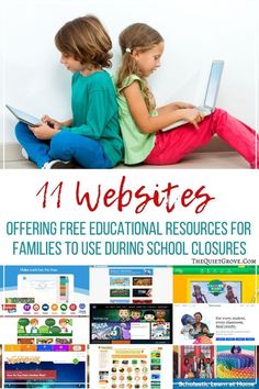 Are you looking for free online educational resources to use with your kids during school closures? Then you'll love these 11 educational websites.  #FreeEducationsites #HomeSchoolResources #SchoolClosure # Websites For Kids, Learning Websites For Kids, Educational Websites For Kids, Coding Websites, National Geographic Kids, Education Logo, Homeschool Ideas