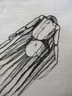 a drawing of a hand holding an object in it's left hand, with water coming out of the top