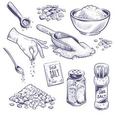 hand drawn illustration of spices and salt