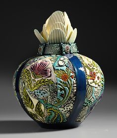 a vase with an elaborate design on it